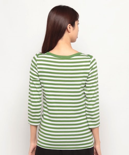 BENETTON (women)(ベネトン（レディース）)/ブランドロゴ刺繍入り先染めボートネック7分袖ボーダーTシャツ・カットソー/img06