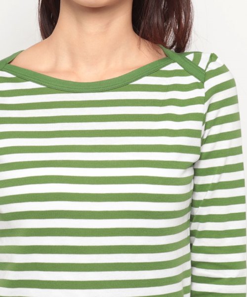 BENETTON (women)(ベネトン（レディース）)/ブランドロゴ刺繍入り先染めボートネック7分袖ボーダーTシャツ・カットソー/img07