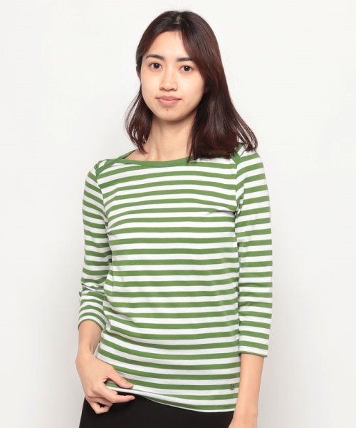 BENETTON (women)(ベネトン（レディース）)/ブランドロゴ刺繍入り先染めボートネック7分袖ボーダーTシャツ・カットソー/img09