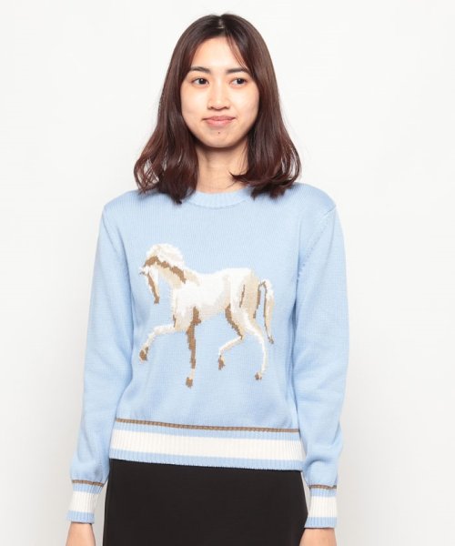 コットン100％クルーネック馬柄長袖ニットセーター 人気・おすすめ｜使いやすい・旅行におすすめ 品質保証 全国発送 正規品・日本国内発送・安心保証付き