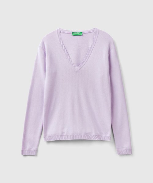 BENETTON (women)(ベネトン（レディース）)/コットン100％無地Vネック長袖ニットセーターA/img03