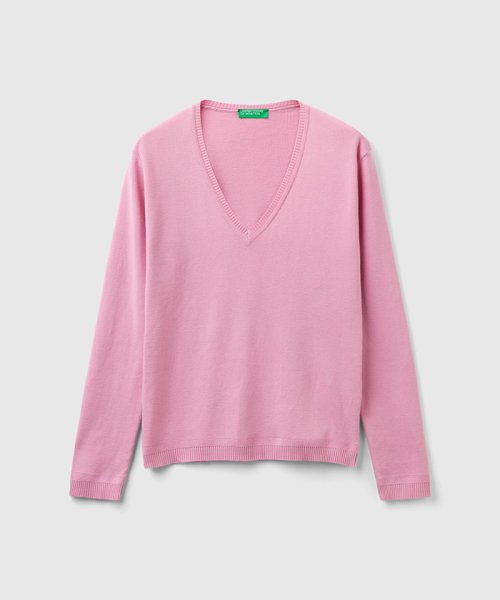 BENETTON (women)(ベネトン（レディース）)/コットン100％無地Vネック長袖ニットセーターA/img23