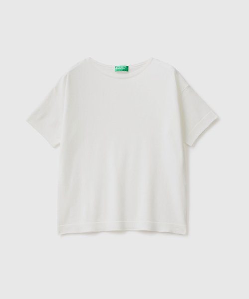 BENETTON (women)(ベネトン（レディース）)/コットンモダール無地クルーネック半袖ニットセーター/img03