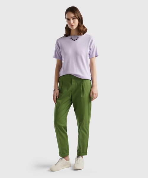 BENETTON (women)(ベネトン（レディース）)/コットンモダール無地クルーネック半袖ニットセーター/img21