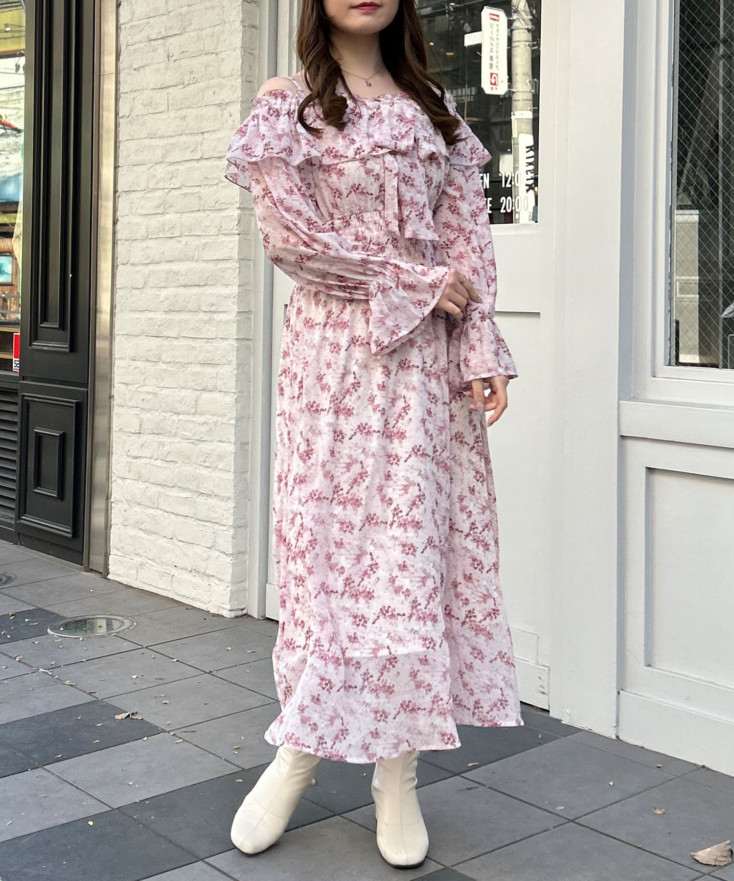 セール】花柄シフォン2Wayオフショルワンピース(505902432) | イング セール】花柄シフォン2Wayオフショルワンピース(505902432) | イング