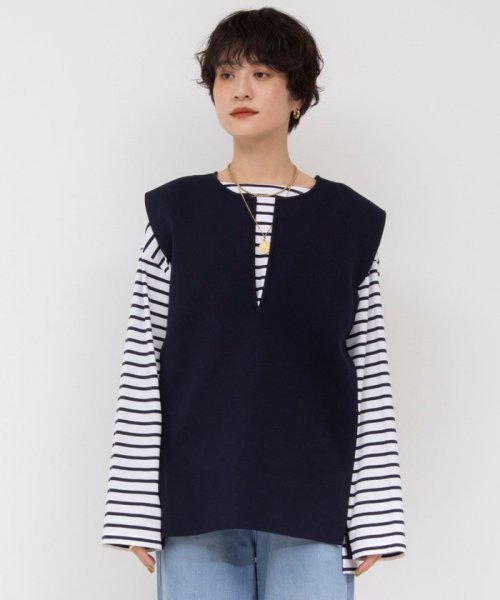 セール】《手洗い可能》スキッパーニットジレ(505910551) | リエミラー 