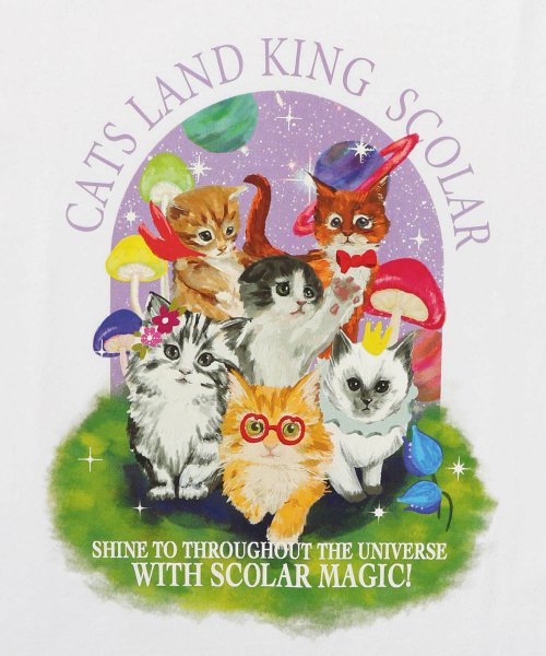 ScoLar(スカラー)/魔法の国からやってきたネコ柄 ロングスリーブTシャツ/img01