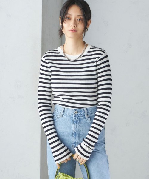 SHIPS WOMEN(シップス　ウィメン)/〈手洗い可能〉綿 ナイロン 袖 フレア クルーネック リブ ニット 24SS ◇/img13