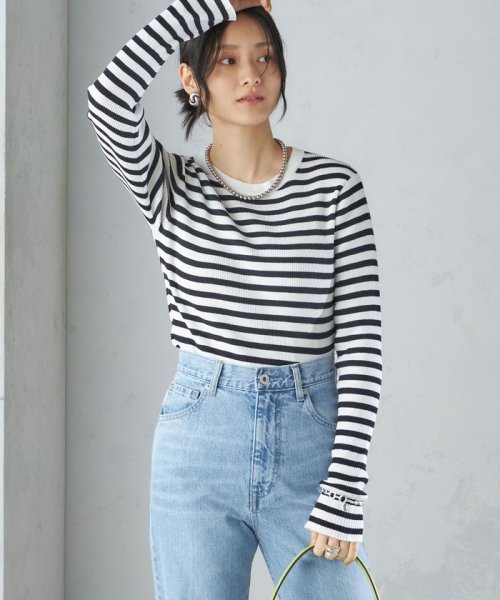 SHIPS WOMEN(シップス　ウィメン)/〈手洗い可能〉綿 ナイロン 袖 フレア クルーネック リブ ニット 24SS ◇/img18