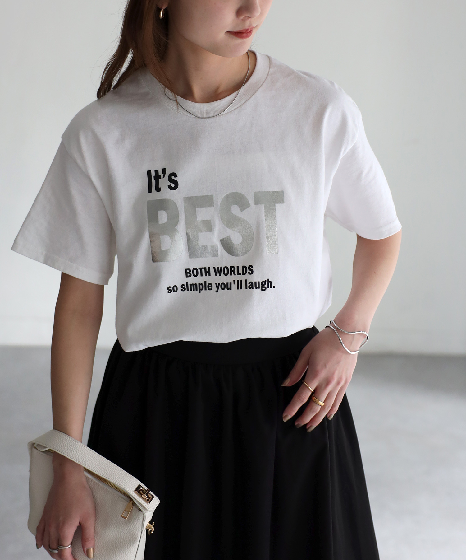 It's BEST 箔シルバープリントロゴTシャツ