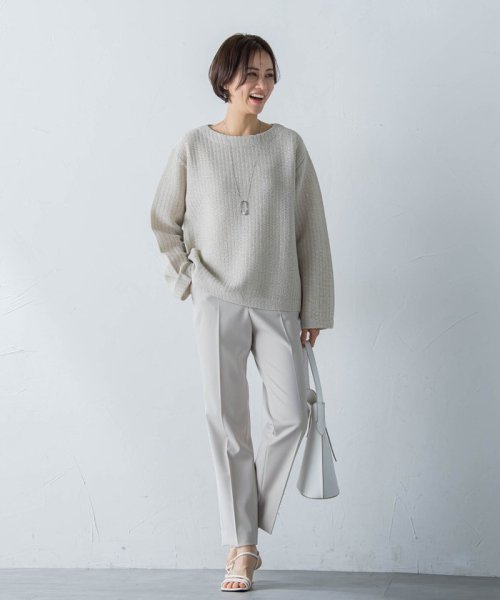 【洗えるニット】ツイード調ニットプルオーバー 