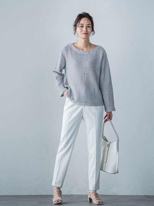 【洗えるニット】ツイード調ニットプルオーバー 