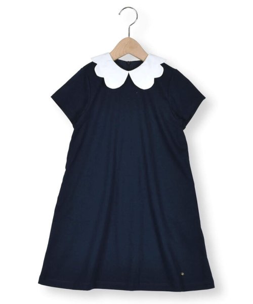 スカラップ襟付きスムースワンピース(90~140cm) ショコラ