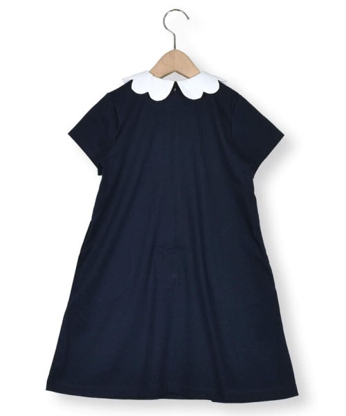 スカラップ襟付きスムースワンピース(90~140cm) ショコラ