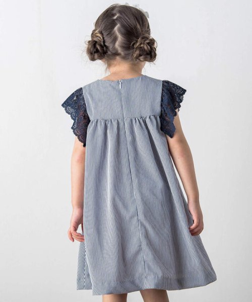 【日本製】レース袖付きジョーゼットワンピース(90~140cm) ショコラ