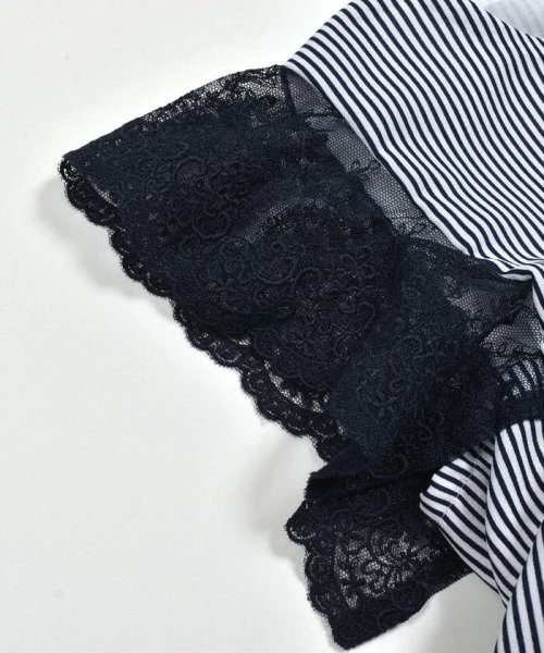 【日本製】レース袖付きジョーゼットワンピース(90~140cm) ショコラ