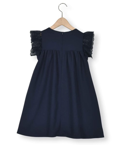 【日本製】レース袖付きジョーゼットワンピース(90~140cm) ショコラ