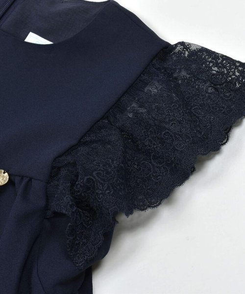 【日本製】レース袖付きジョーゼットワンピース(90~140cm) ショコラ