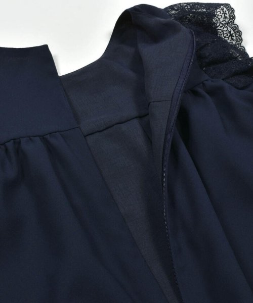 【日本製】レース袖付きジョーゼットワンピース(90~140cm) ショコラ