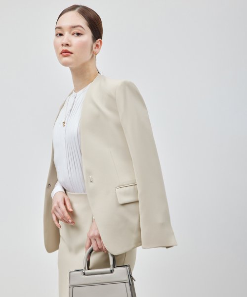 トリアセテートダブルクロスVネックジャケット【セレモニー対応】【洗える】 品番 洗える トリアセテート