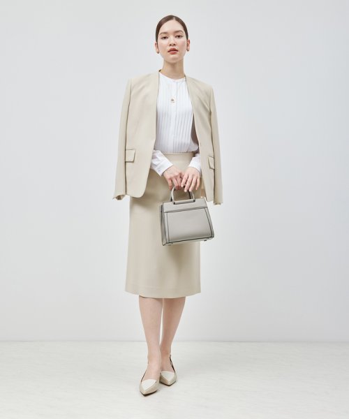 トリアセテートダブルクロスVネックジャケット【セレモニー対応】【洗える】 品番 洗える トリアセテート