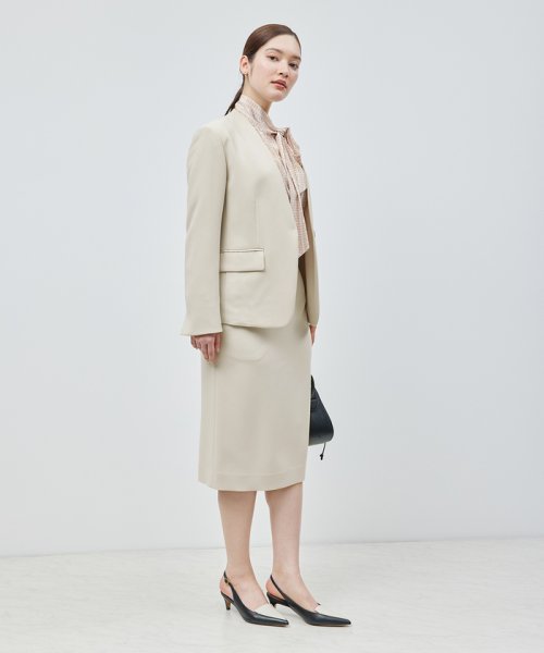 トリアセテートダブルクロスVネックジャケット【セレモニー対応】【洗える】 品番 洗える トリアセテート