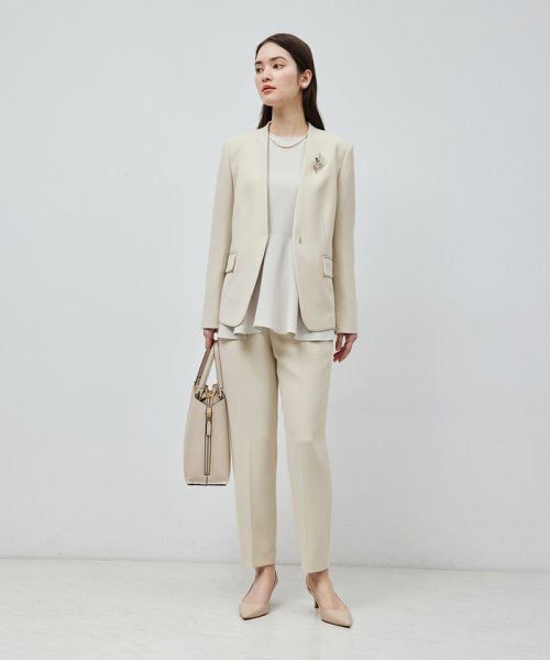 トリアセテートダブルクロスVネックジャケット【セレモニー対応】【洗える】 品番 洗える トリアセテート