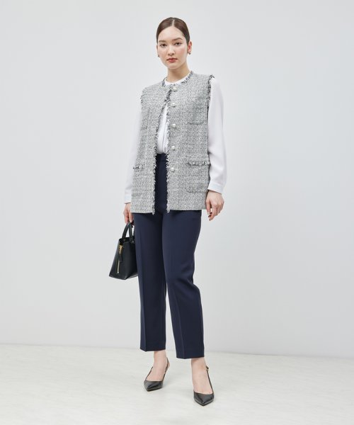 トリアセテート フロントタックブラウス【セレモニー対応】【洗える】 品番