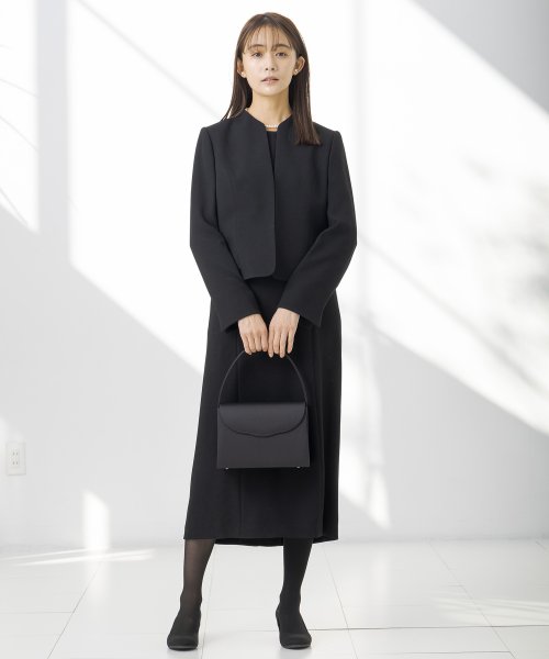 セール】【喪服】【前開き】ノーカラージャケット＆セミフレア  