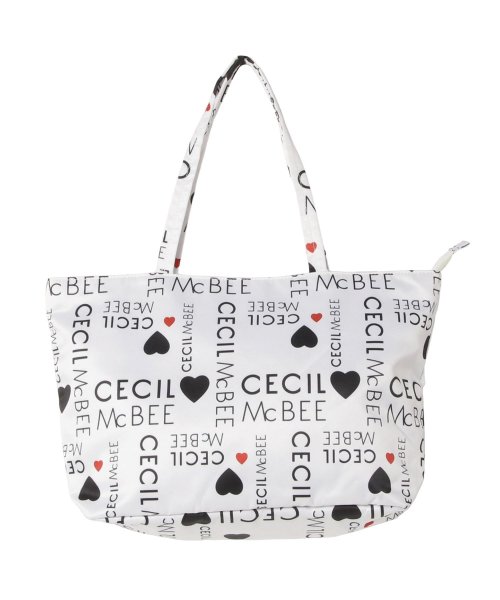 CECIL McBEE(セシルマクビー)/セシルマクビー CECIL McBEE バッグ トートバッグ レディース Lサイズ ファスナー付き ロゴパターン TOTE BAG ブラック ホワイト 黒 白 /img02