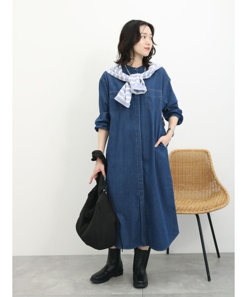 Samansa Mos2 blue(サマンサモスモス ブルー)/【ECO DENIM】シャツワンピース/img07