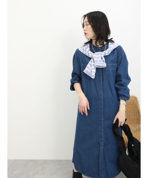 Samansa Mos2 blue(サマンサモスモス ブルー)/【ECO DENIM】シャツワンピース/img08