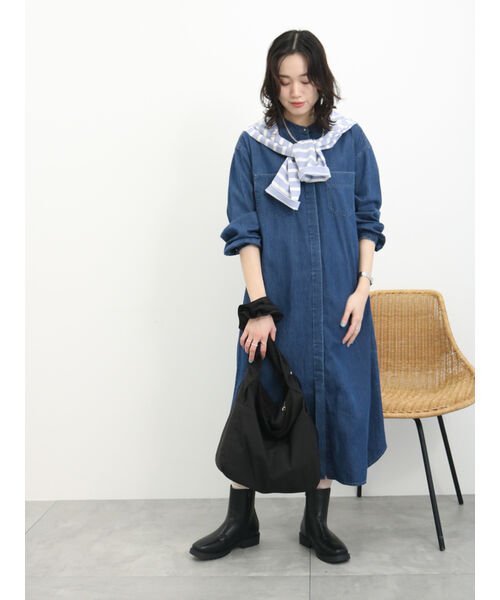 Samansa Mos2 blue(サマンサモスモス ブルー)/【ECO DENIM】シャツワンピース/img11