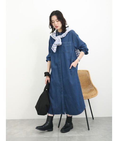 Samansa Mos2 blue(サマンサモスモス ブルー)/【ECO DENIM】シャツワンピース/img23