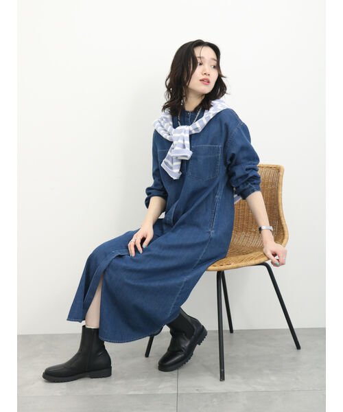 Samansa Mos2 blue(サマンサモスモス ブルー)/【ECO DENIM】シャツワンピース/img25