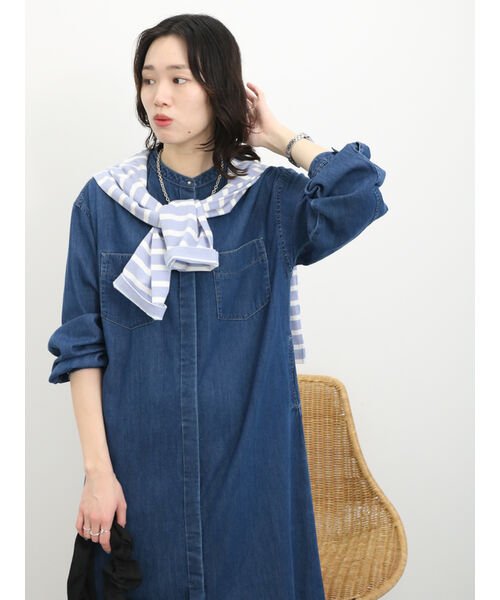 Samansa Mos2 blue(サマンサモスモス ブルー)/【ECO DENIM】シャツワンピース/img28