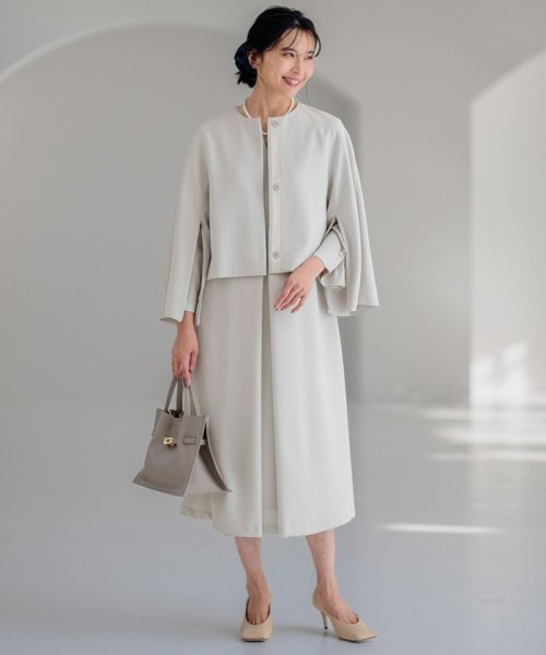 【VERYコラボ 】トリアセ ダブルジョーゼット ノーカラージャケット 