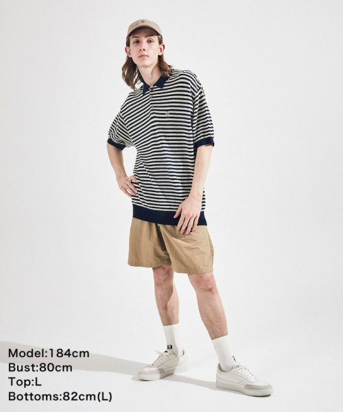 Penguin by Munsingwear(ペンギン　バイ　マンシングウェア)/CREPE WEAVE BORDER KNIT POLO SHIRT / クレープウェーブボーダーニットポロシャツ/img01