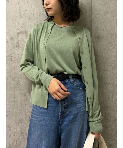  【WEB限定カラー】SET UPラメニットクルーネックカーディガン