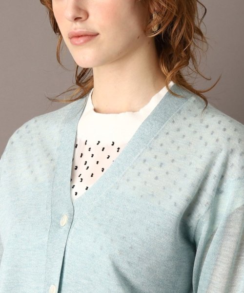 【着回し◎/トレンド】シアーコンビカーディガン 商品説明【さりげないシアー感が着回しやすいショートカーディガン】袖と身頃の上部をシアーに編み立てたショートカーディガン。共糸でシームレスに QGW1309515900(10010円)