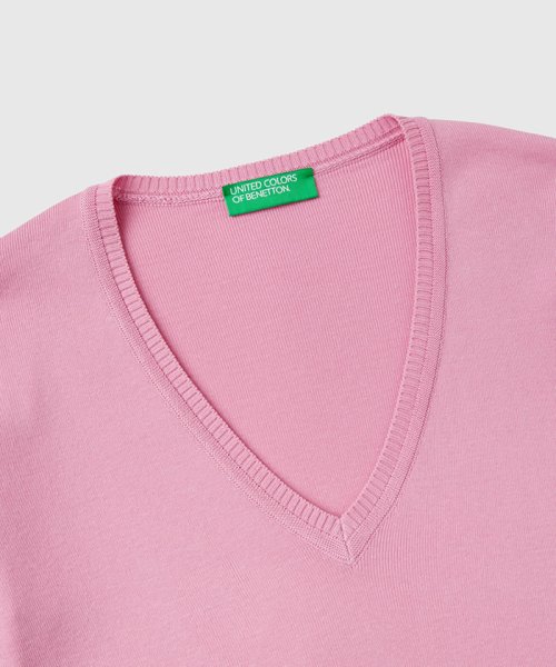 BENETTON (women)(ベネトン（レディース）)/コットン100％無地Vネック長袖ニットセーターA/img25