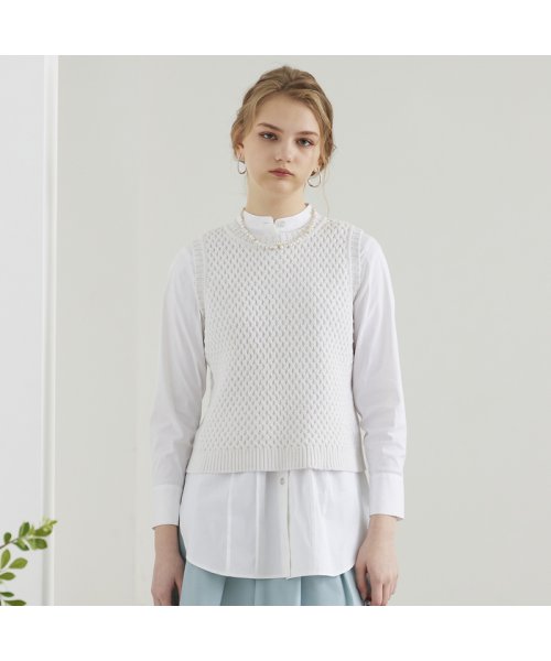 【S・Mサイズ】バスケット編み　ニットベスト Mサイズ