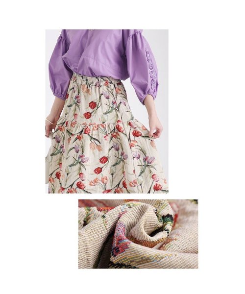 Sawa a la mode(サワアラモード)/レディース 大人 上品 艶やかなチューリップのゴブラン織りスカート/img04