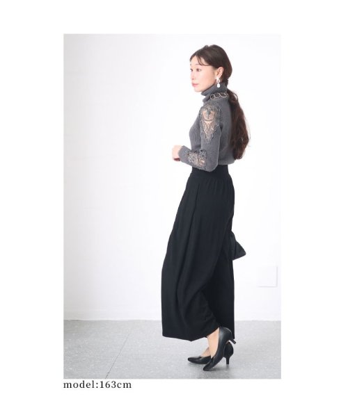 Sawa a la mode(サワアラモード)/レディース 大人 上品 裾が床につかないストレッチタックワイドパンツ/img11