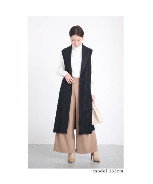 Sawa a la mode(サワアラモード)/レディース 大人 上品 裾が床につかないストレッチタックワイドパンツ/img14