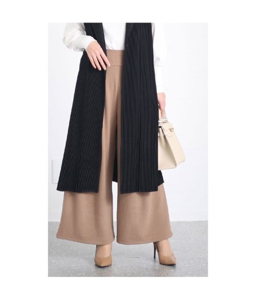 Sawa a la mode(サワアラモード)/レディース 大人 上品 裾が床につかないストレッチタックワイドパンツ/img21