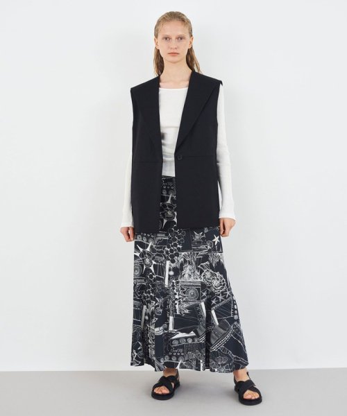 ハイカウントコットンストレッチ ワイドラペルジレ 