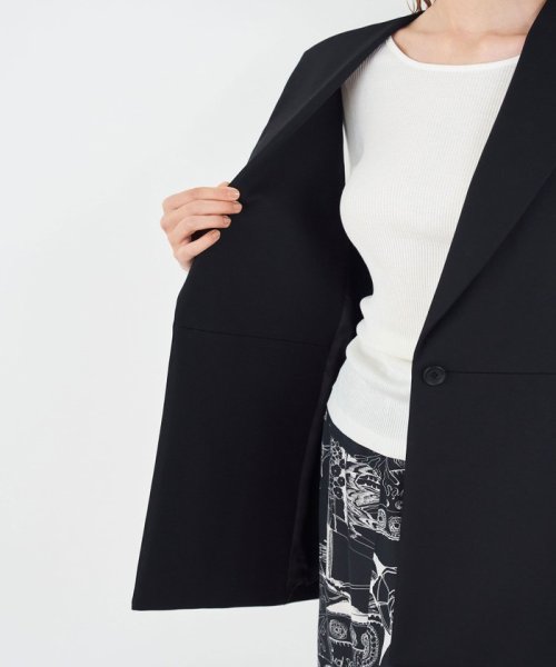 ハイカウントコットンストレッチ ワイドラペルジレ 