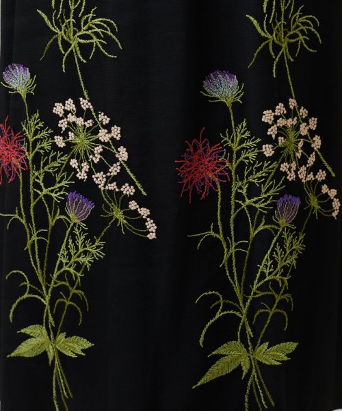 フラワー刺繍チュールノースリーブドレス 