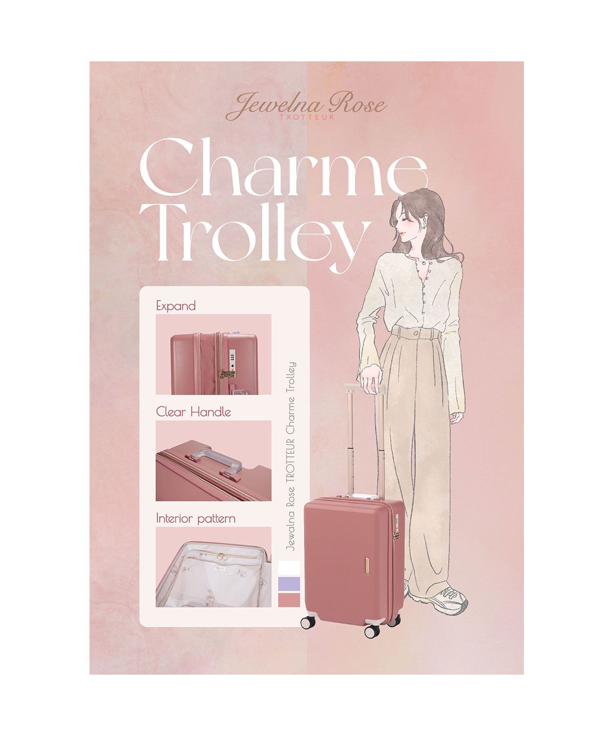 セール】ジュエルナローズ スーツケース Jewelna Rose 機内持ち込み キャリーケース 可愛い 拡張 36L 44L 2泊3 旅行 TSAロック 05201(505927266) | ジュエルナローズ(Jewelna Rose) - MAGASEEK
